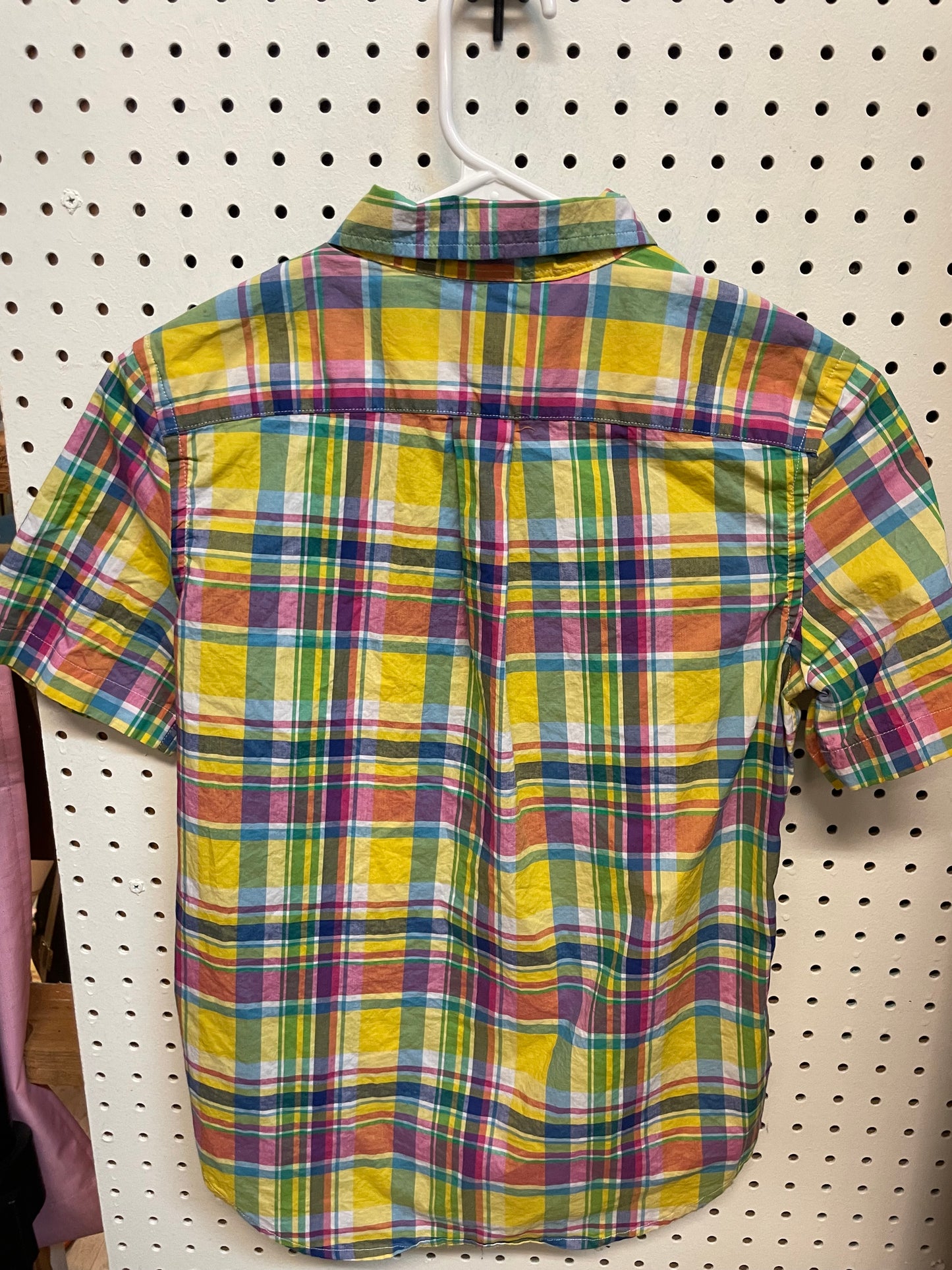 Polo Ralph Lauren Classic Fit Plaid  Yellow Short Sleeve Boys Size 10/12