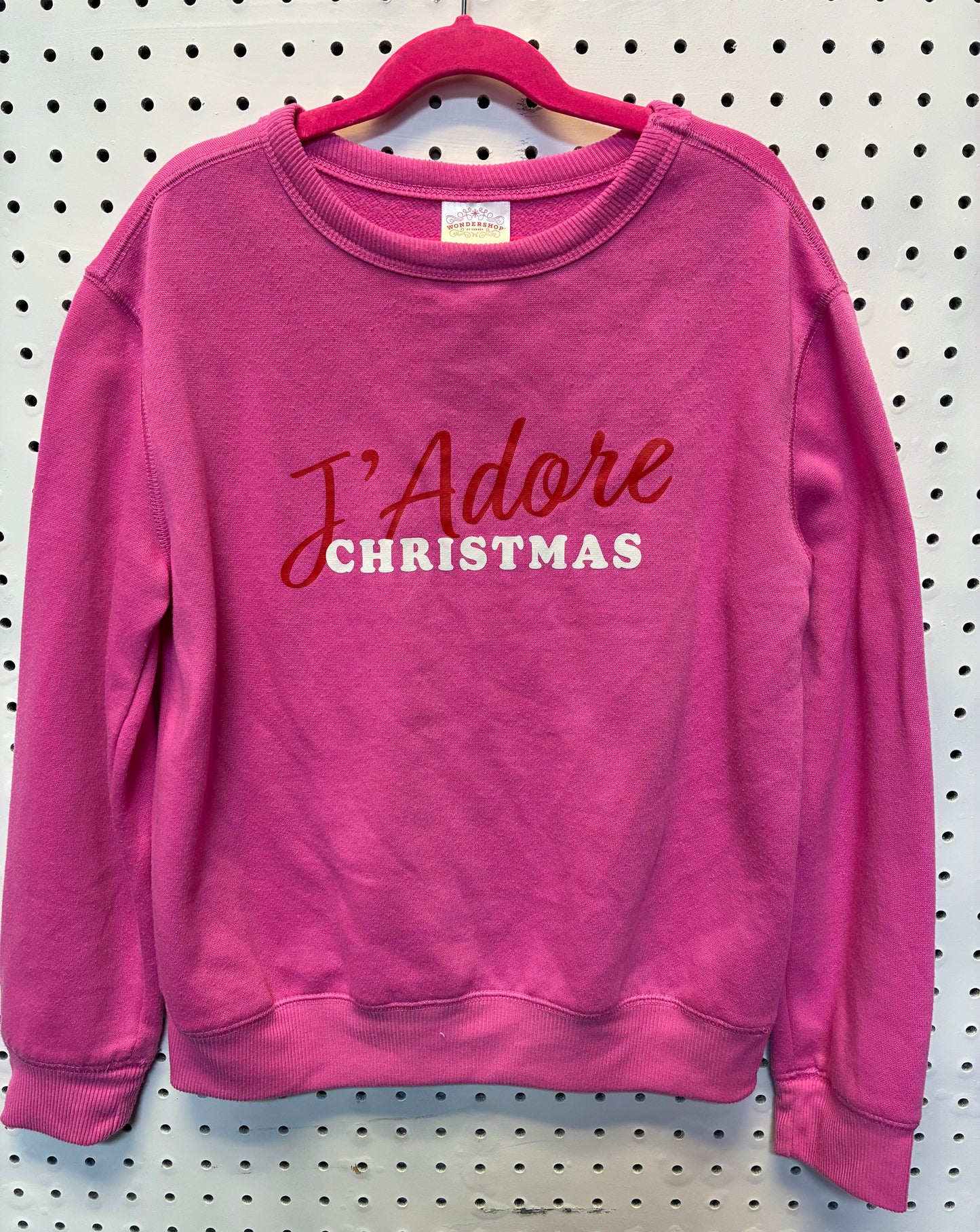 Pink Wondershop J'Adore Christmas sweatshirt Girls Size 10/12