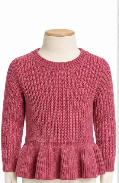 Okie Dokie Girls Pink Metallic Peplum Sweater Size 2T