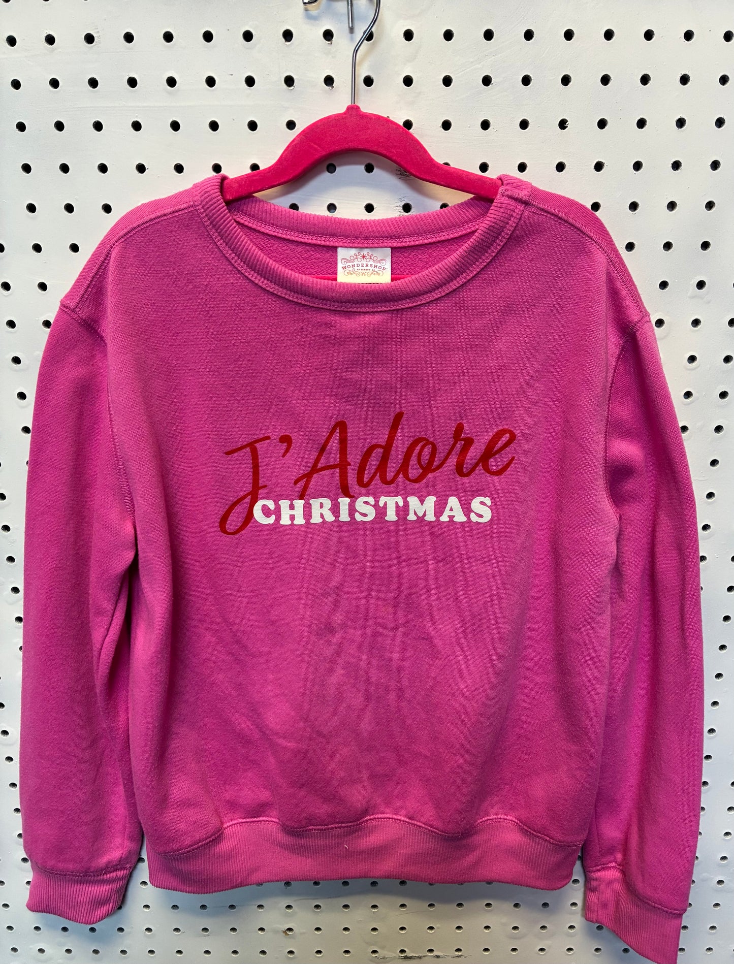 Pink Wondershop J'Adore Christmas sweatshirt Girls Size 10/12