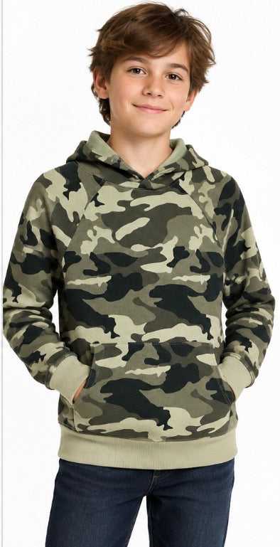 Wonder Nation green camouflage hoodie Size 10/12