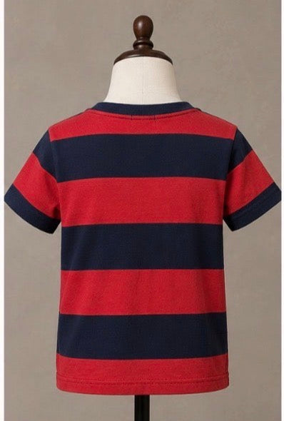Ralph Lauren Polo Shirt ~Boys Size 6 ~Small Blue Red Stripe Big Pony Preppy~Great Condition