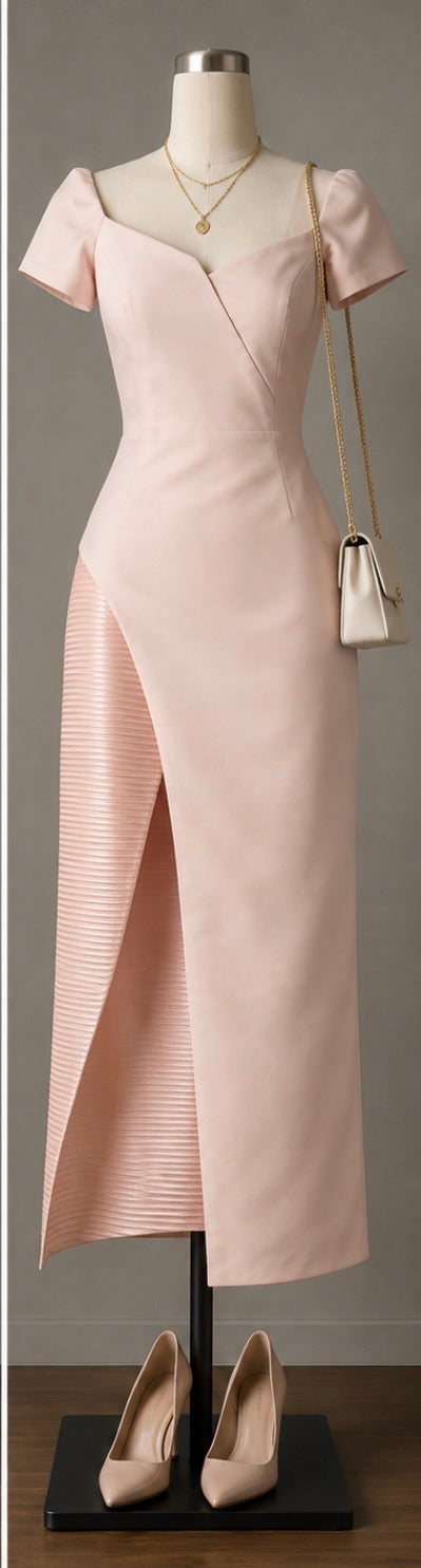 Eliya The Label Blush Pink Structured Midi Dress – Women’s US Size 10 / XL (Cocktail Dress)