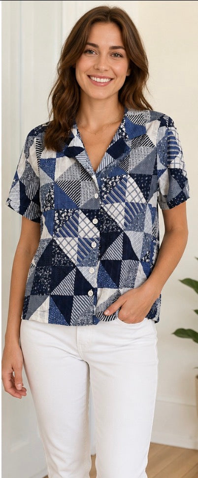 A.N.A Patchwork Top~Women’s Size Medium 8/10~ Great Condition