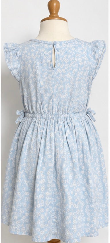 Carter’s Kid Girls’ Light Blue & White Floral Flutter Sleeve Dress – Size 10A