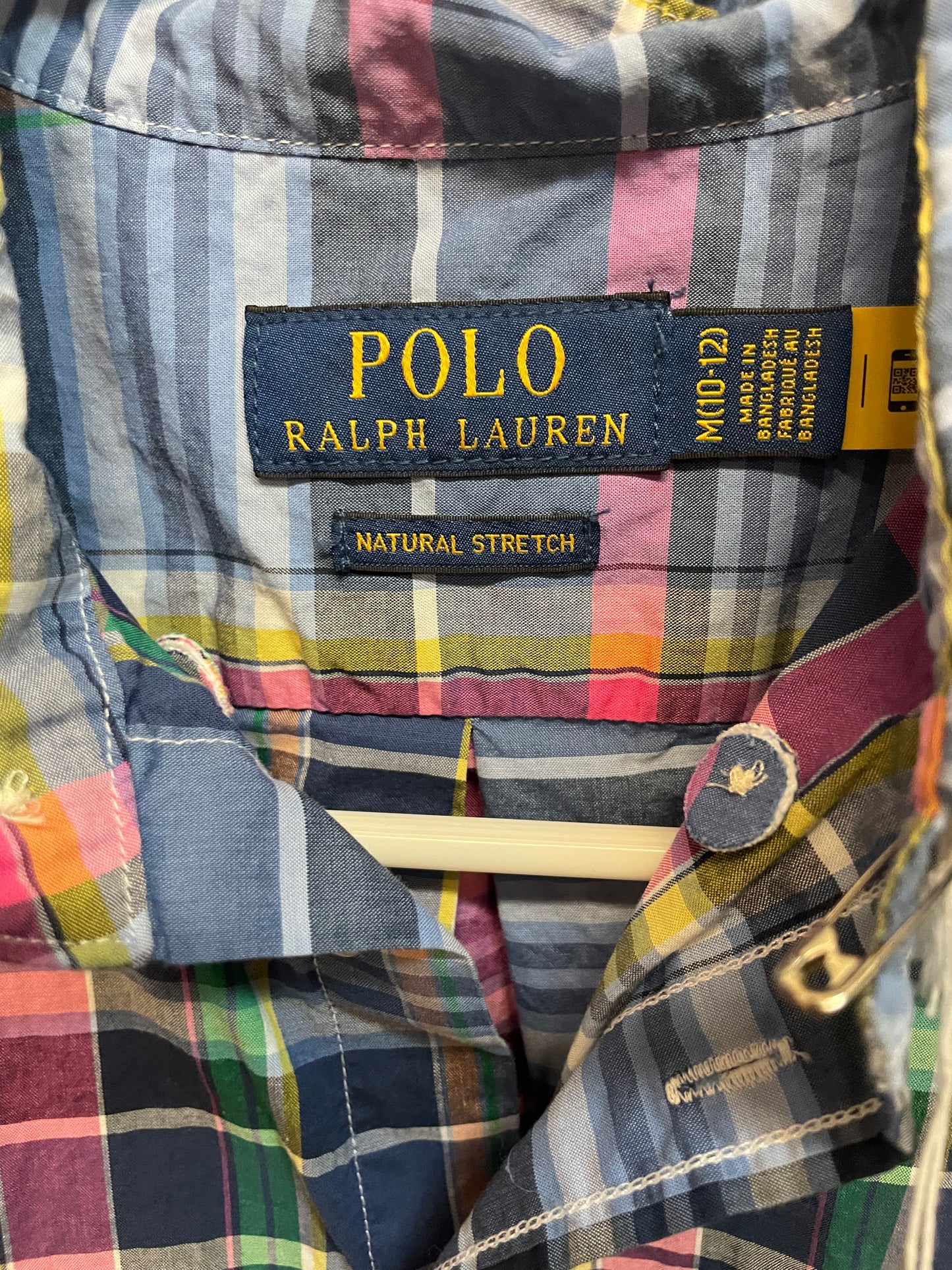 Polo Ralph Lauren Classic Fit Plaid  Blue Short Sleeve Boys Size 10/12