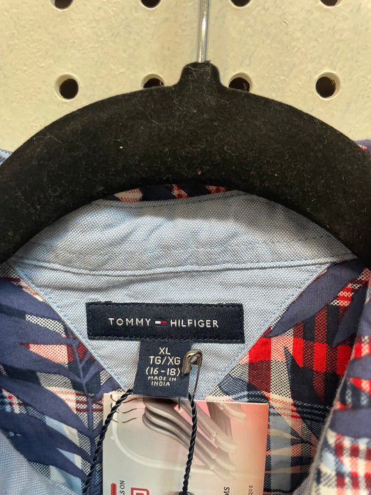 Tommy Hilfiger Multicolor Plaid Collar ButtonDown Boys Size 16-18