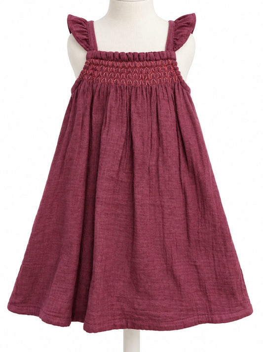Girls summer dress in burgundy with ruffled straps Size 18-24mons NWT
